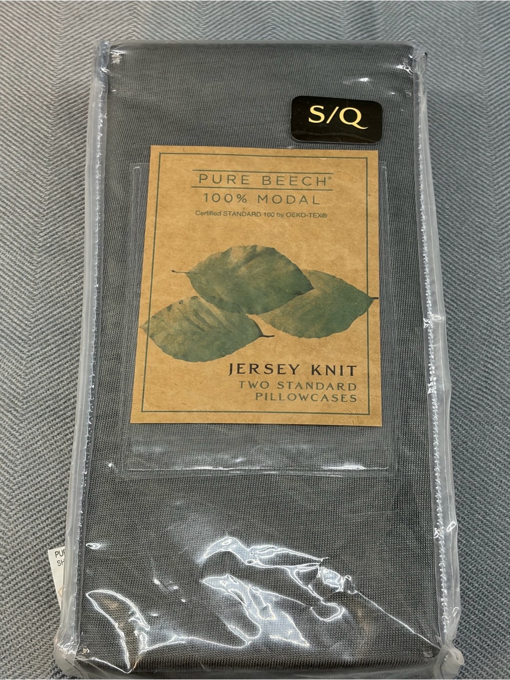 NWT Pure Beech 100% Modal jersey knit 2 standard pillowcases color is charcoal